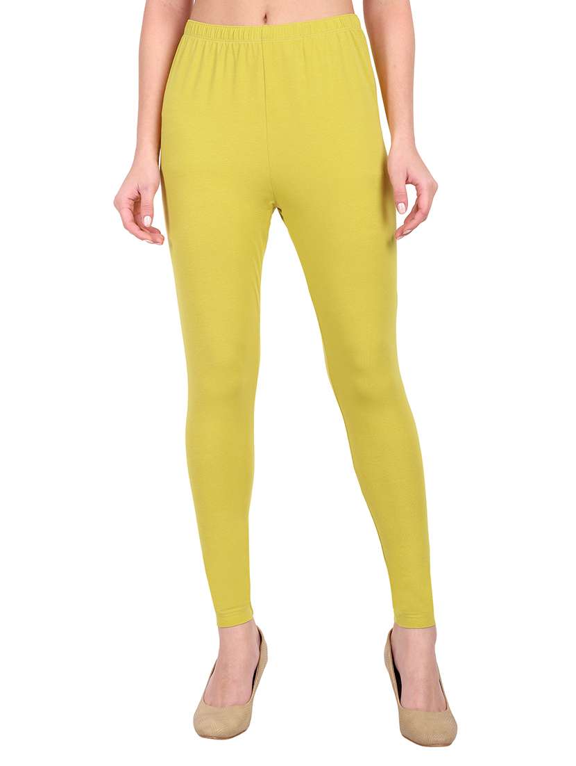 women plain mid rise ankle length leggings