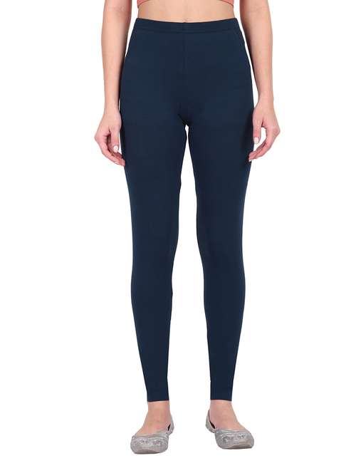 women plain mid rise ankle length leggings - 21648836 - Standard Image - 0