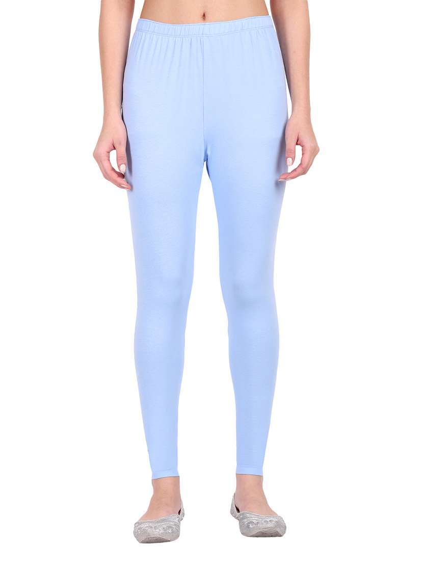 women plain mid rise ankle length leggings