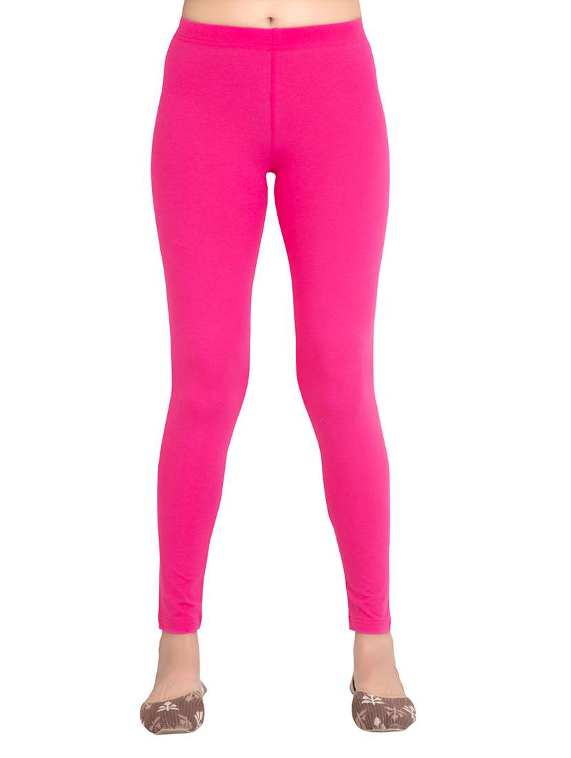 women plain mid rise ankle length leggings
