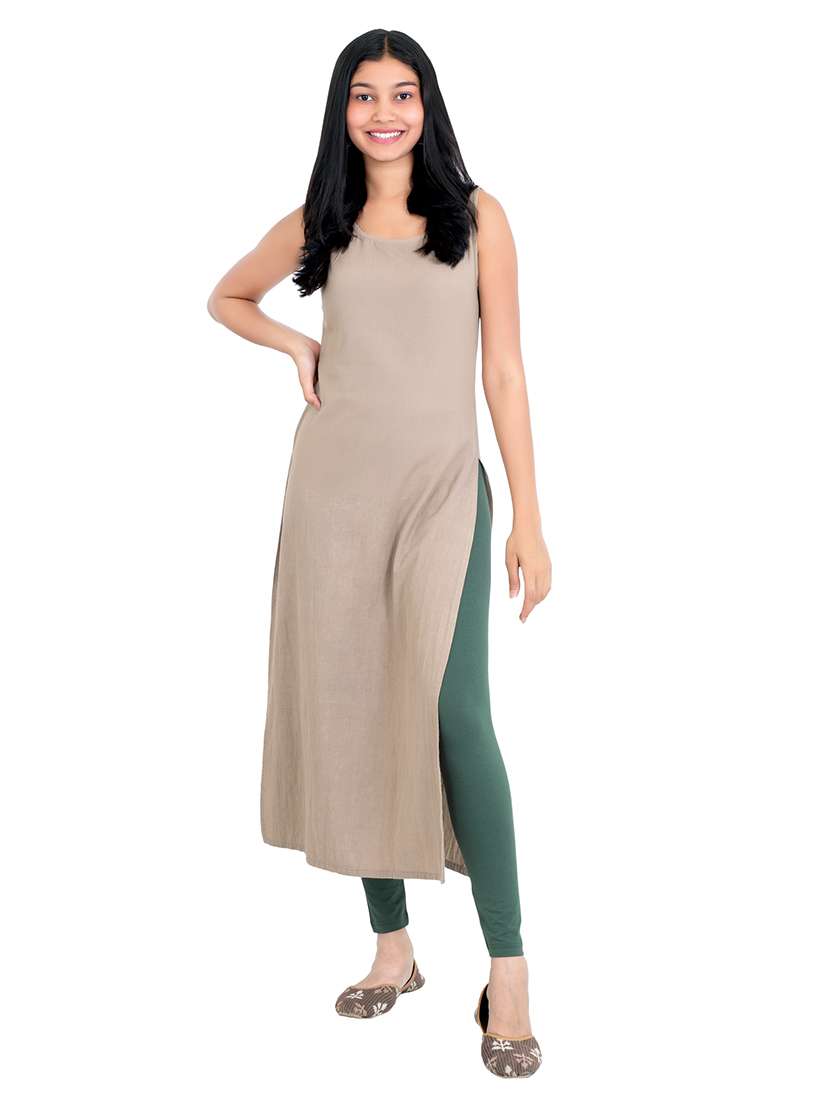 women plain mid rise ankle length leggings - 21648850 -  Standard Image - 3