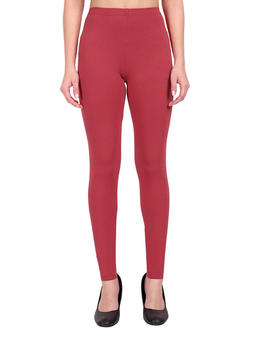 women plain mid rise ankle length leggings