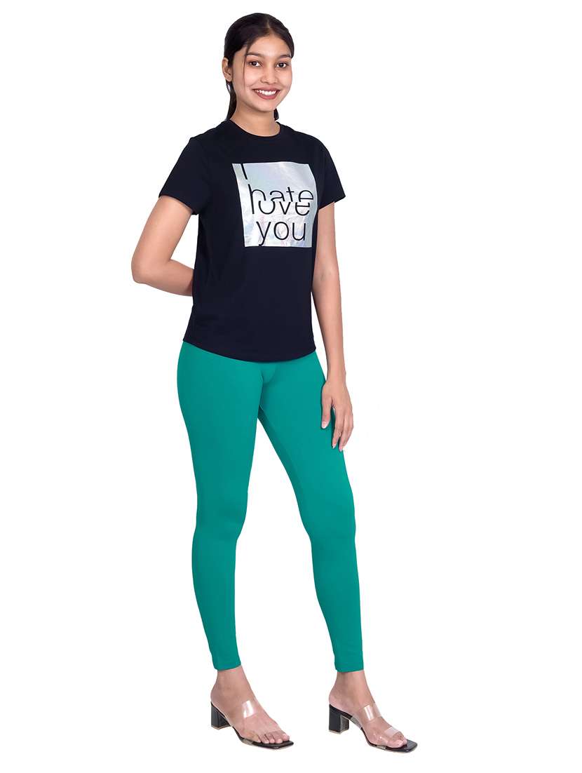 women plain mid rise ankle length leggings - 21648859 - Standard Image - 3