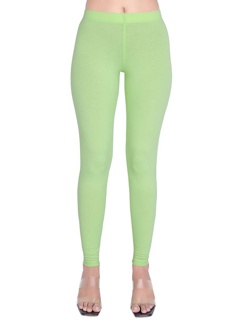 women plain mid rise ankle length leggings