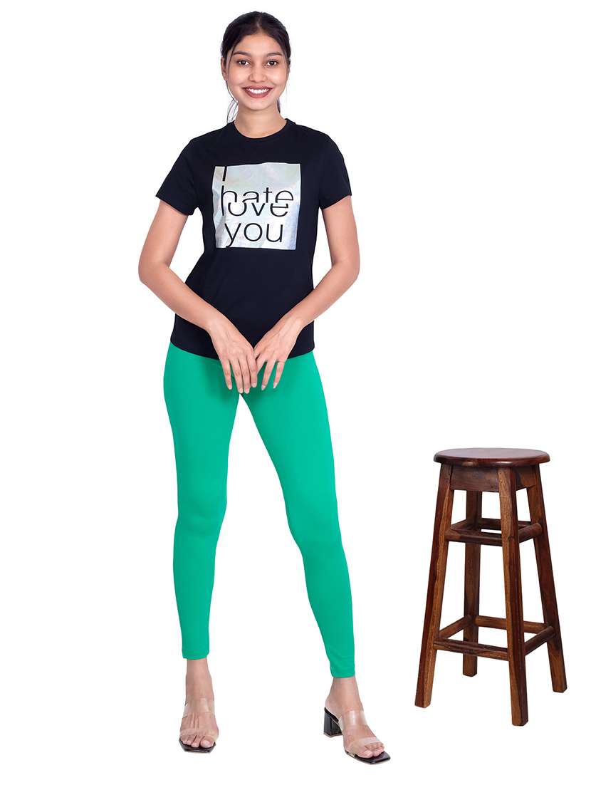 women plain mid rise ankle length leggings - 21648861 -  Standard Image - 3