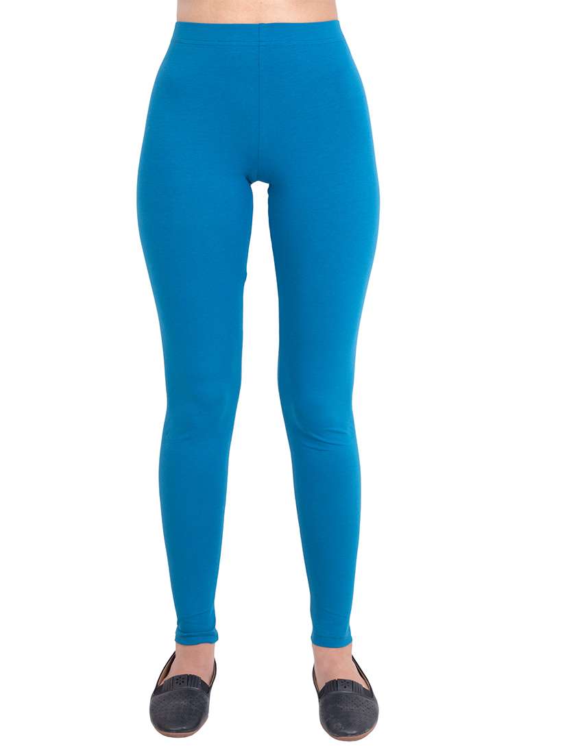 women plain mid rise ankle length leggings