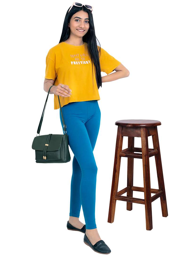 women plain mid rise ankle length leggings - 21648862 -  Standard Image - 3