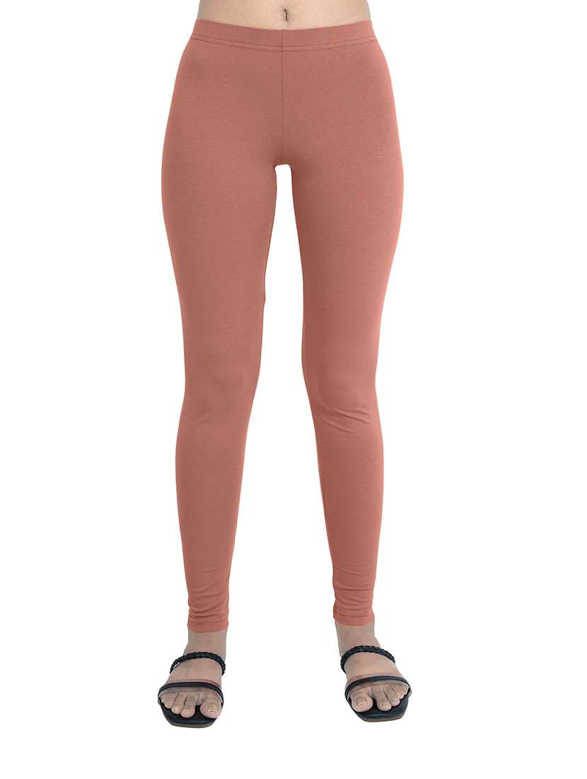 women plain mid rise ankle length leggings