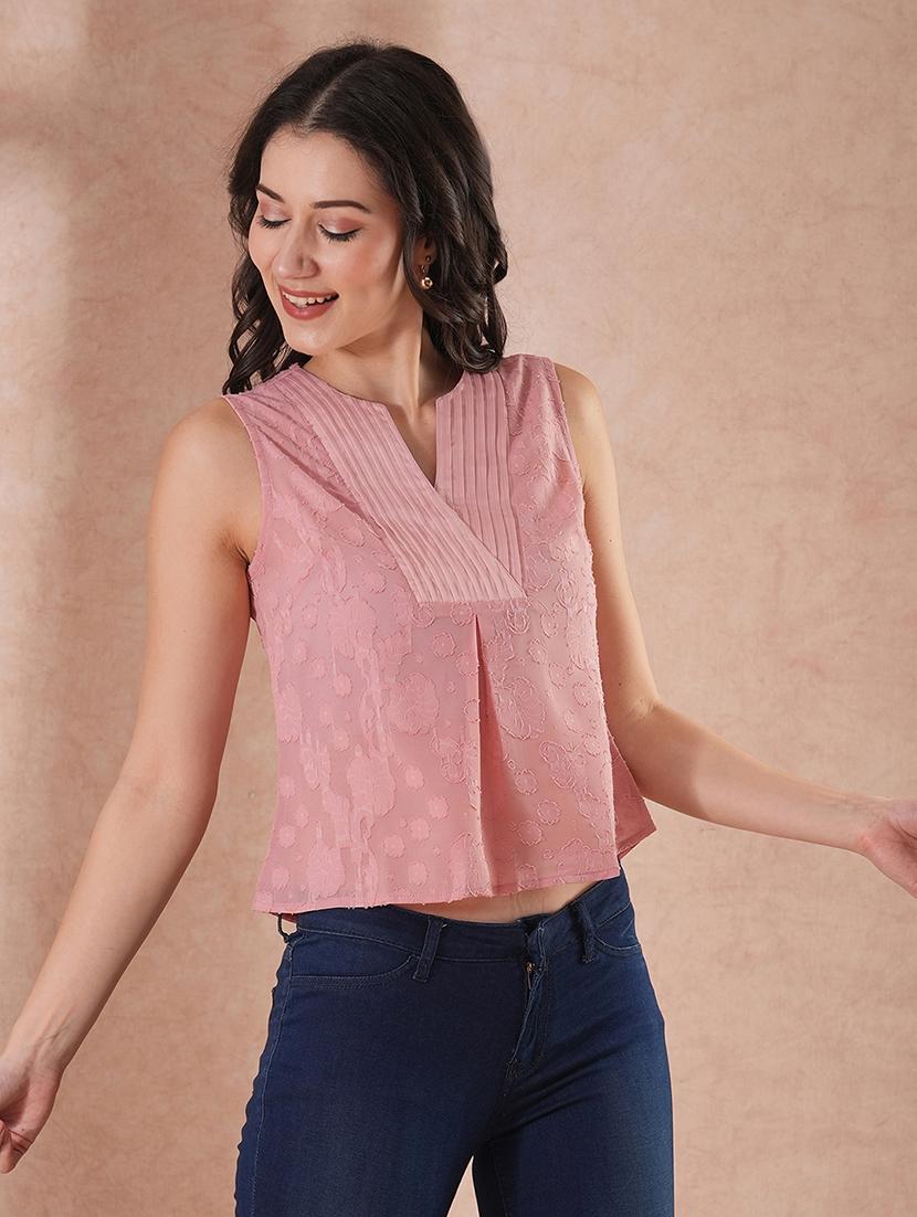 globus women pink self-design floral print v-neck party top - 21648885 - Zoom Image - 0