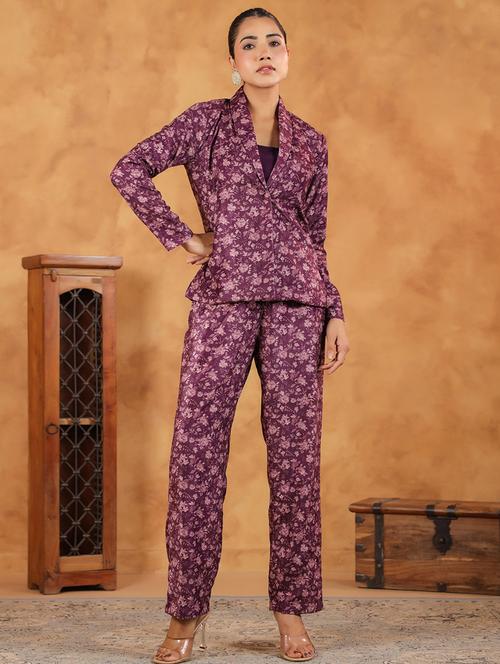 women purple jacket and trouser co-ords set - 21648914 -  Standard Image - 0