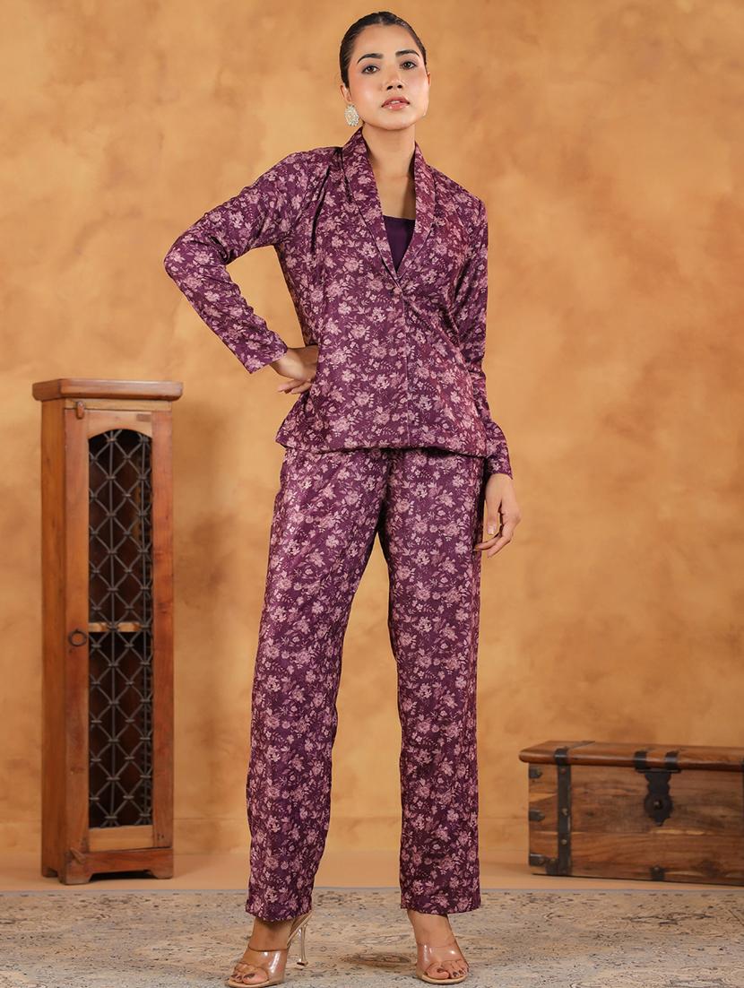 women purple jacket and trouser co-ords set - 21648914 -  Zoom Image - 0