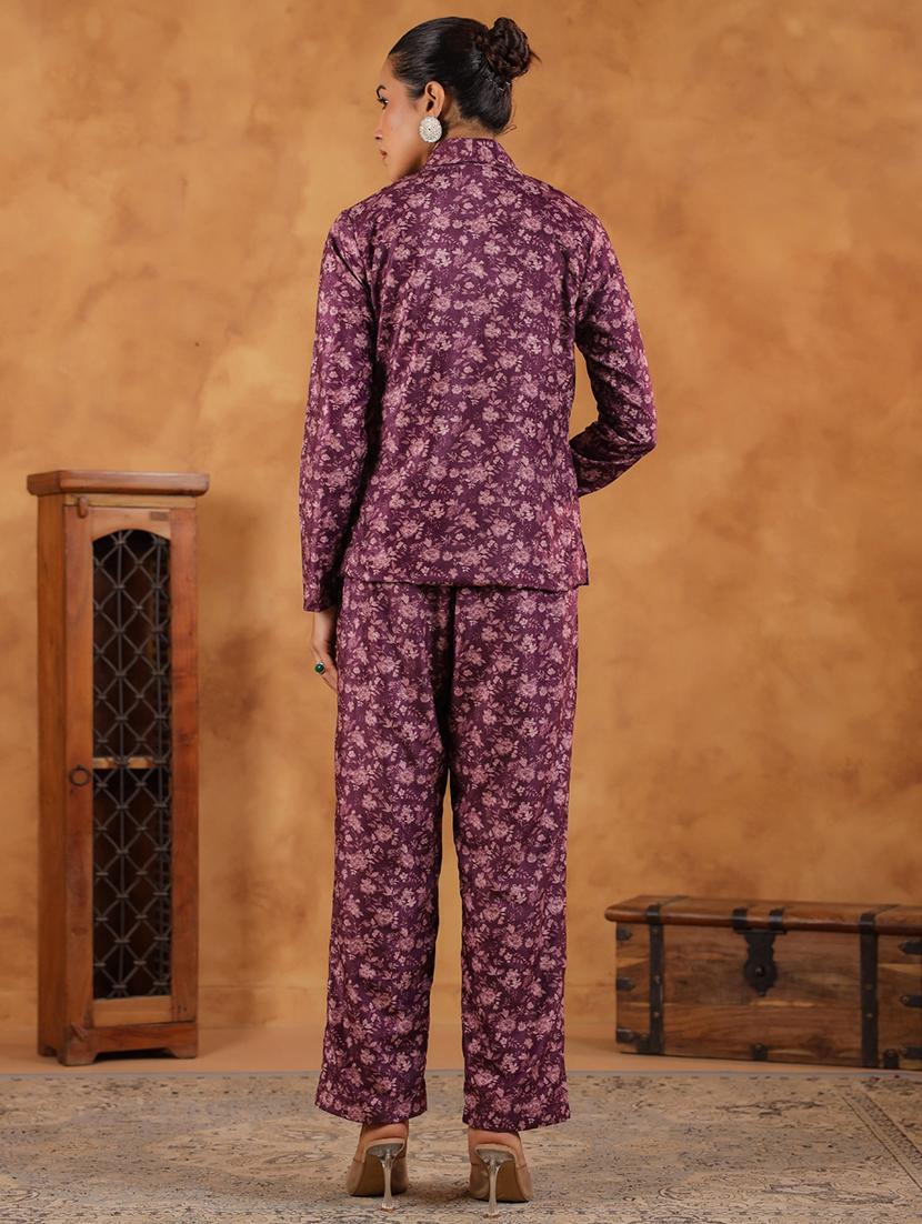 women purple jacket and trouser co-ords set - 21648914 - Standard Image - 3