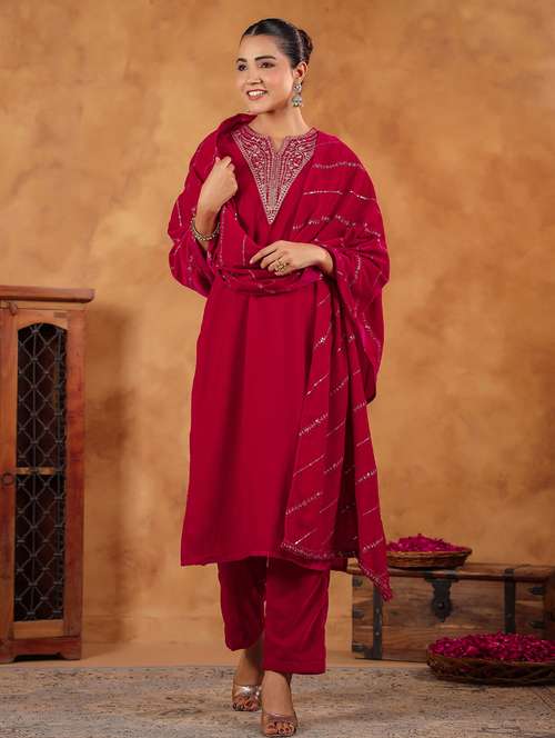 women embroidered kurta pant set with duaptta - 21648928 -  Standard Image - 0