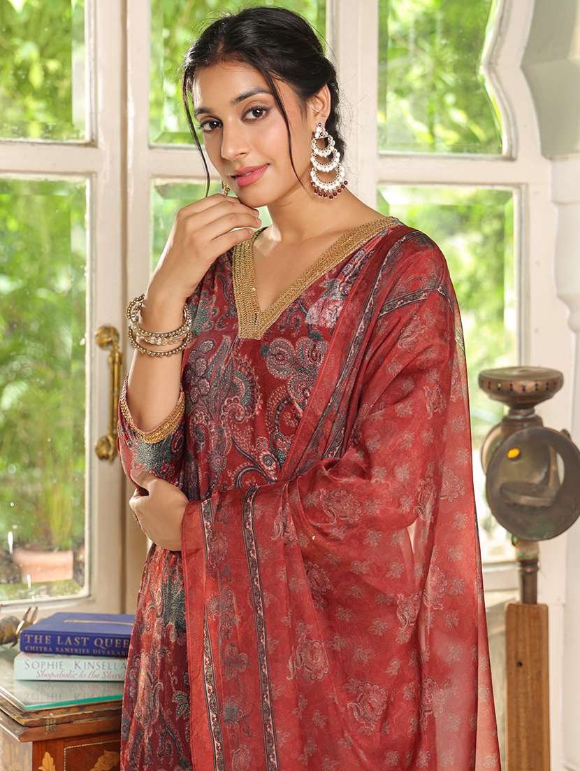 Women Floral Kurta Palazzo Set With Dupatta - 21648931 -  Standard Image - 5