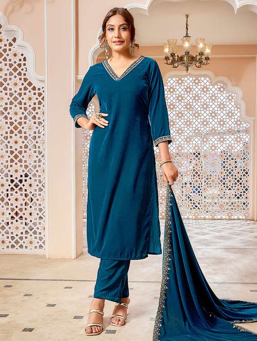 women embroidered kurta pant set with duaptta - 21648954 -  Standard Image - 0