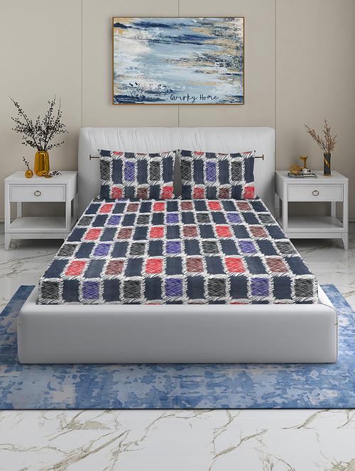 quirky home fantasy premium cotton blend 180 tc queen flat double wrinklefree bedsheet with 2 pillow covers - 21649115 - Standard Image - 0