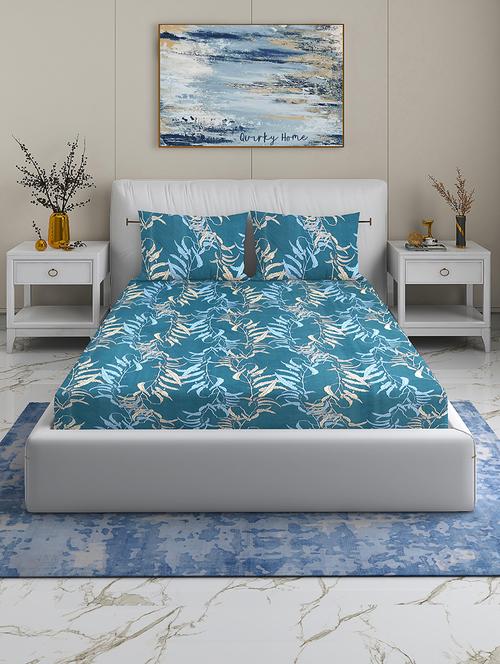 quirky home fantasy premium cotton blend 180 tc queen flat double wrinklefree bedsheet with 2 pillow covers - 21649165 - Standard Image - 0