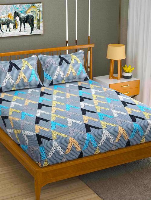 quirky home fantasy premium cotton blend 180 tc queen fitted double wrinklefree bedsheet with 2 pillow covers - 21649175 - Standard Image - 0