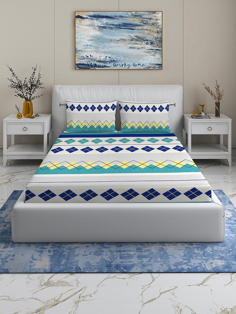quirky home rome collection premium cotton blend 180 tc flat double wrinklefree bedsheet with 2 pillow covers
