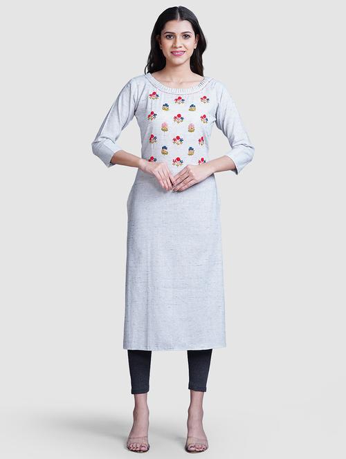 cream khadi straight kurta - 21649348 -  Standard Image - 0