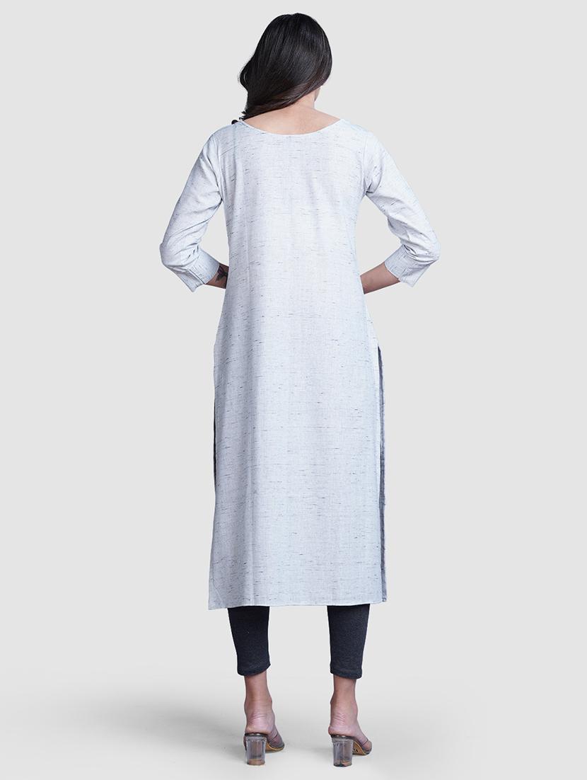 cream khadi straight kurta - 21649348 - Standard Image - 3