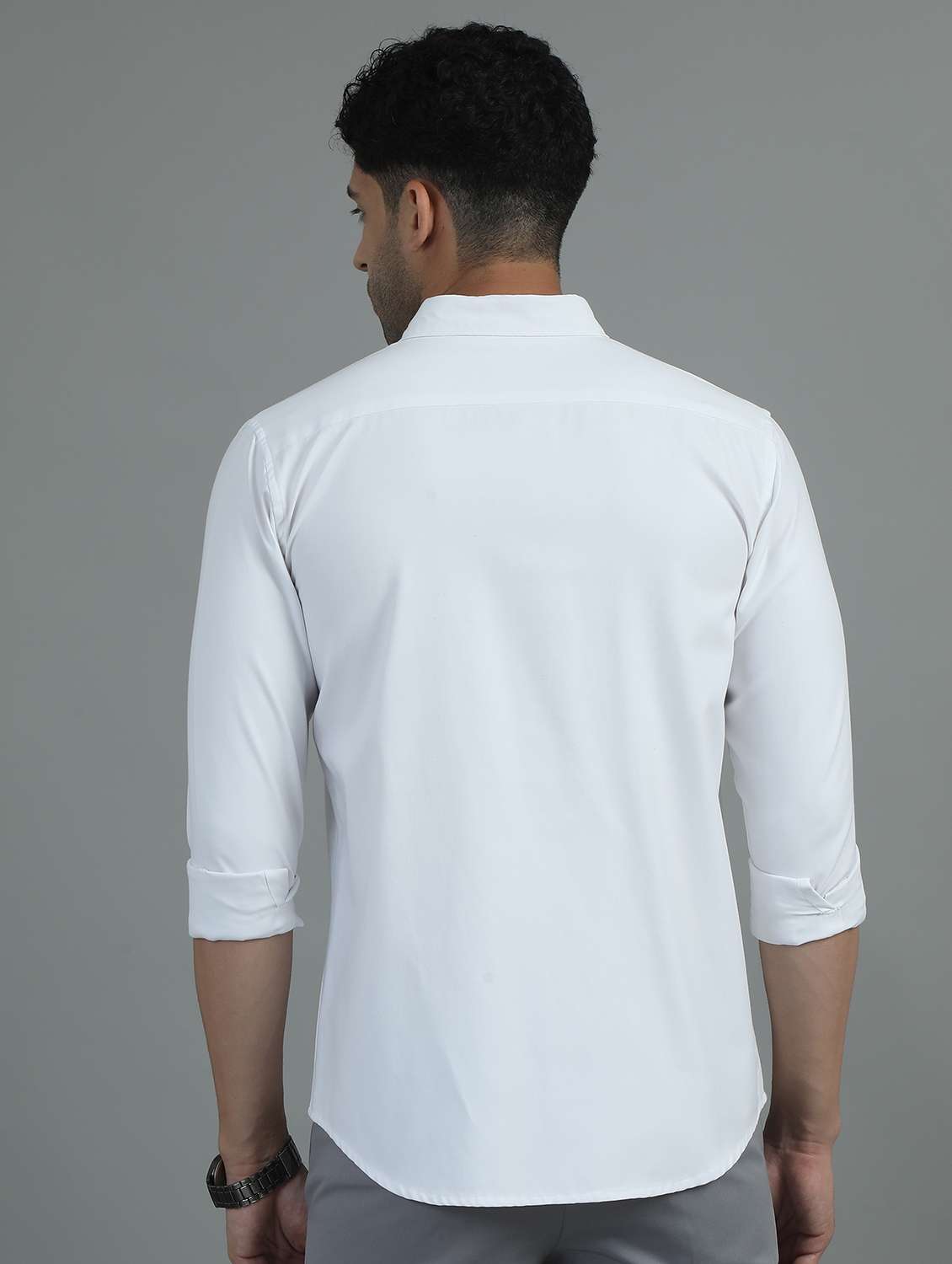 men long sleeves solid casual shirt - 21649377 -  Standard Image - 3