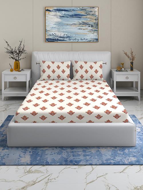 quirky home rome collection premium cotton blend 180 tc flat double wrinklefree bedsheet with 2 pillow covers - 21649384 - Standard Image - 0