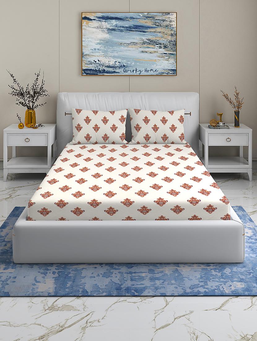 quirky home rome collection premium cotton blend 180 tc flat double wrinklefree bedsheet with 2 pillow covers - 21649384 - Zoom Image - 0