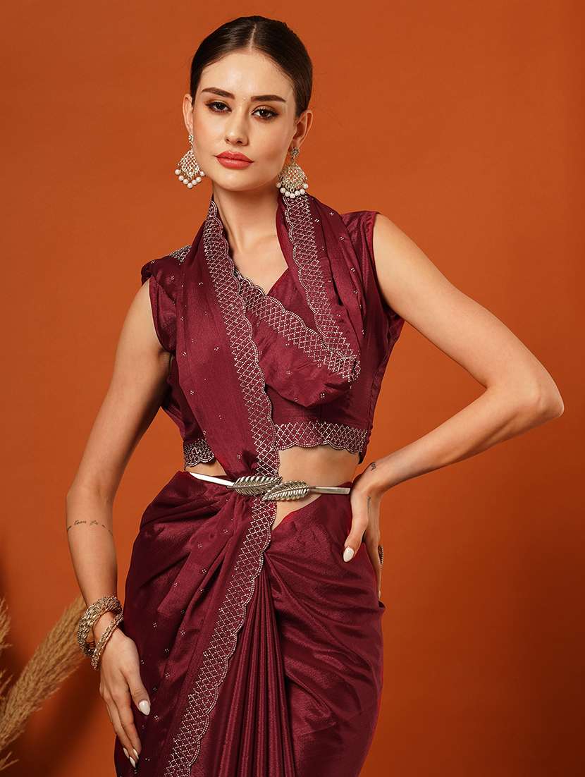 women emblellished bordered saree - 21649499 -  Standard Image - 5