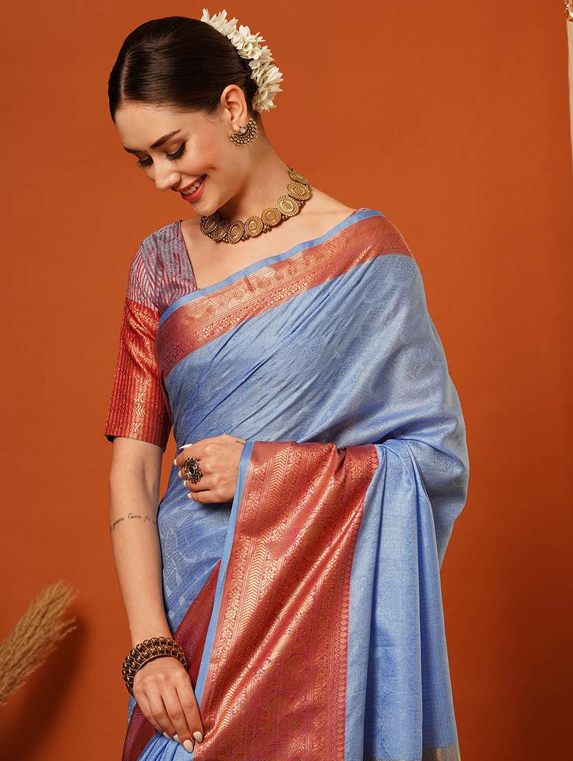 women solid bordered saree - 21649503 -  Standard Image - 3