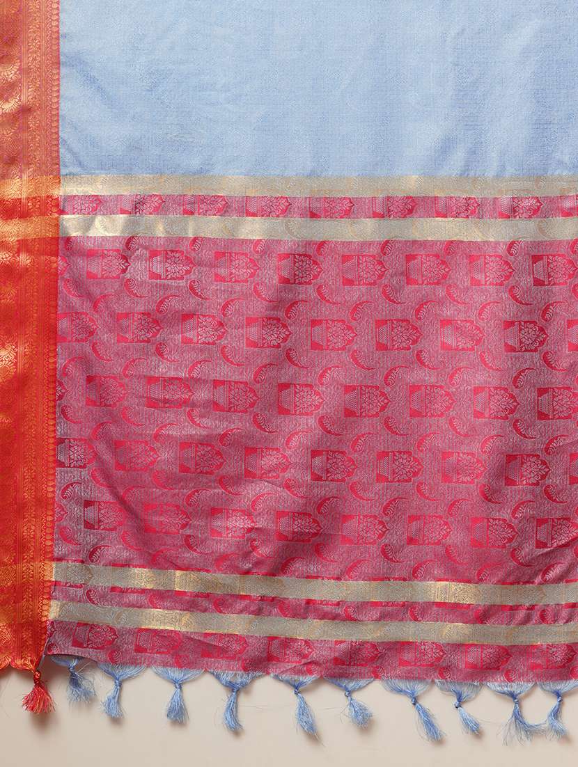 women solid bordered saree - 21649503 -  Standard Image - 5