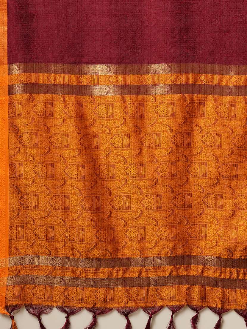 women solid bordered saree - 21649504 -  Standard Image - 5