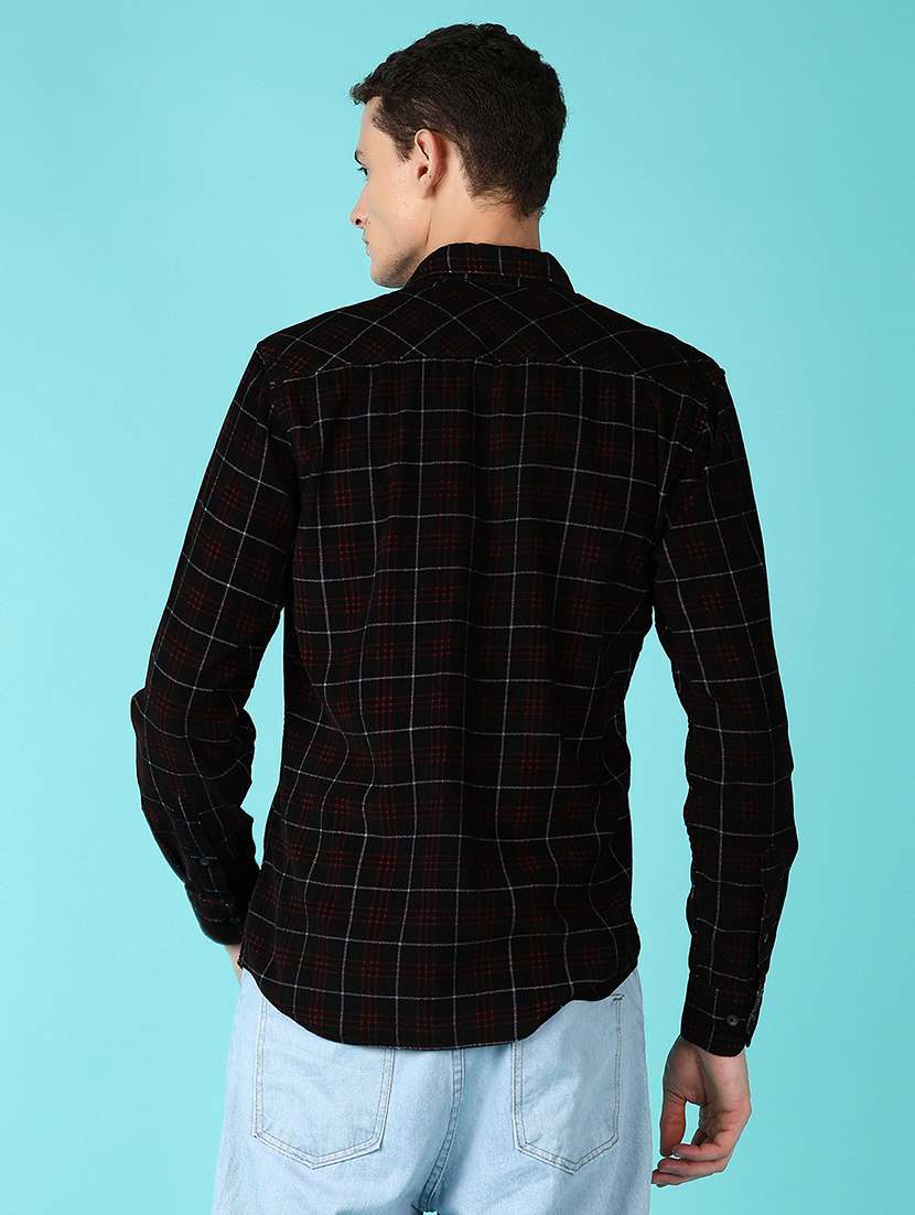 men black check long sleeve casual shirt - 21649710 -  Standard Image - 3