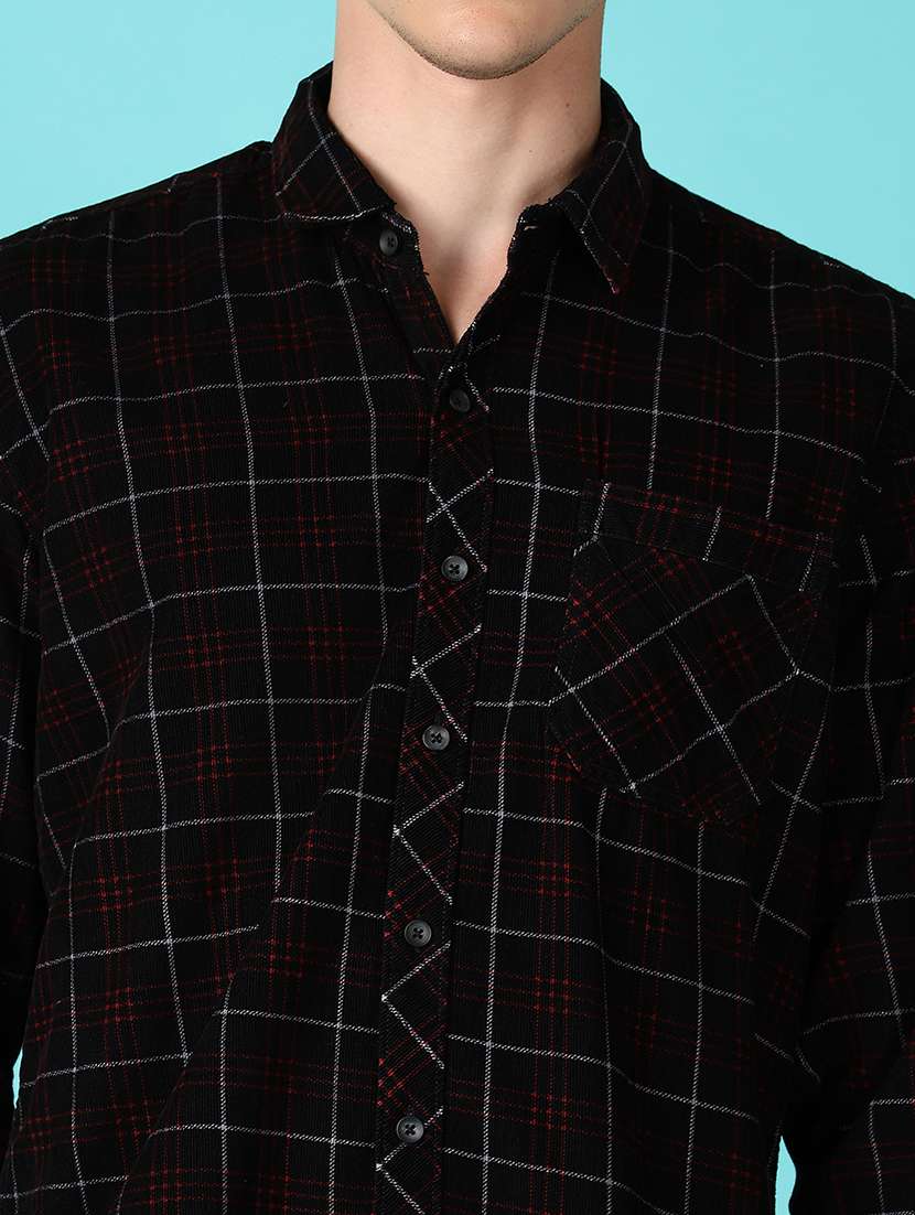 men black check long sleeve casual shirt - 21649710 -  Standard Image - 5