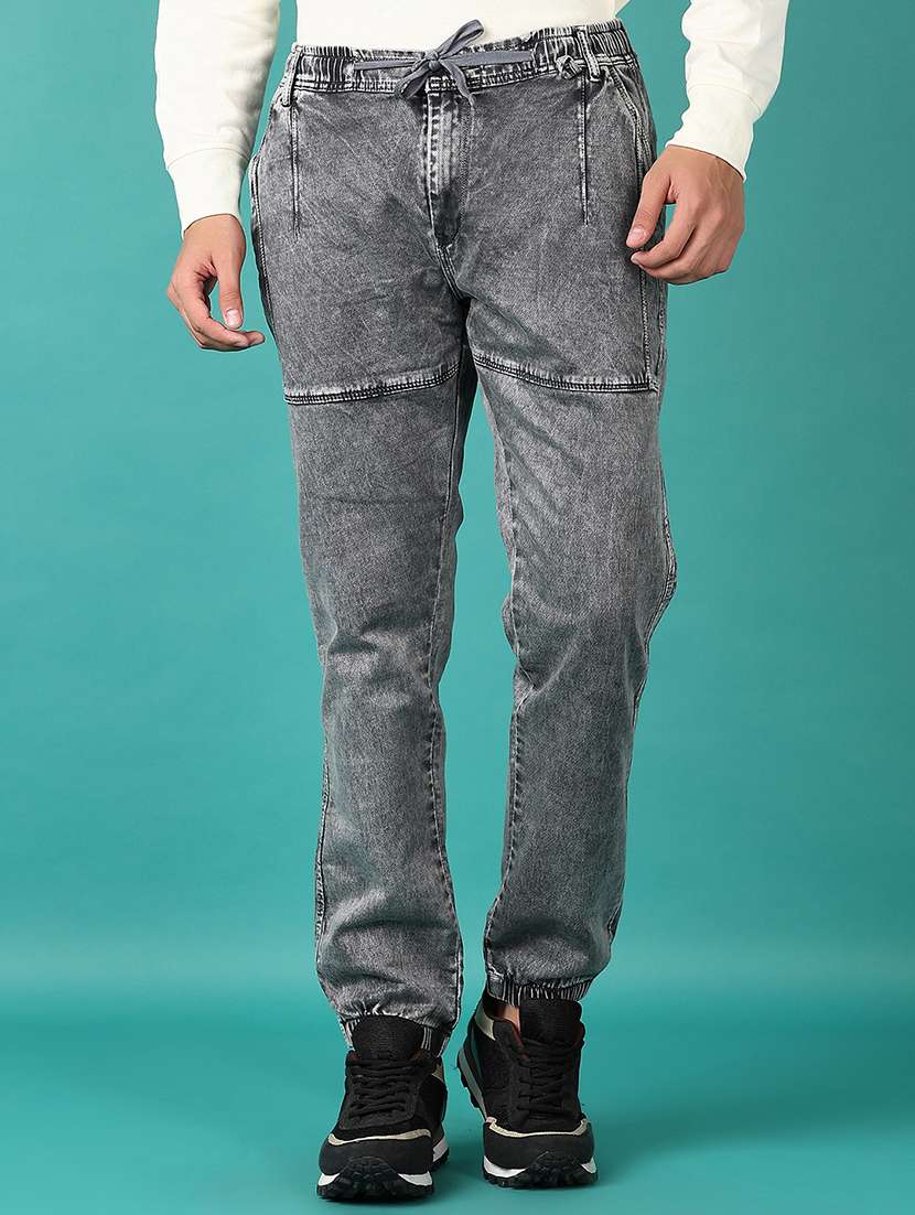men mid rise solid joggers
