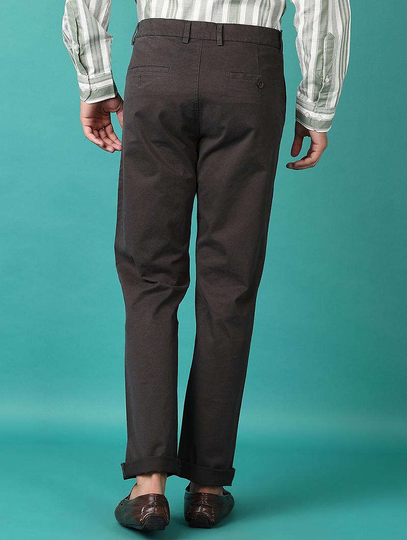 men grey solid chinos casual trouser - 21649744 - Standard Image - 3