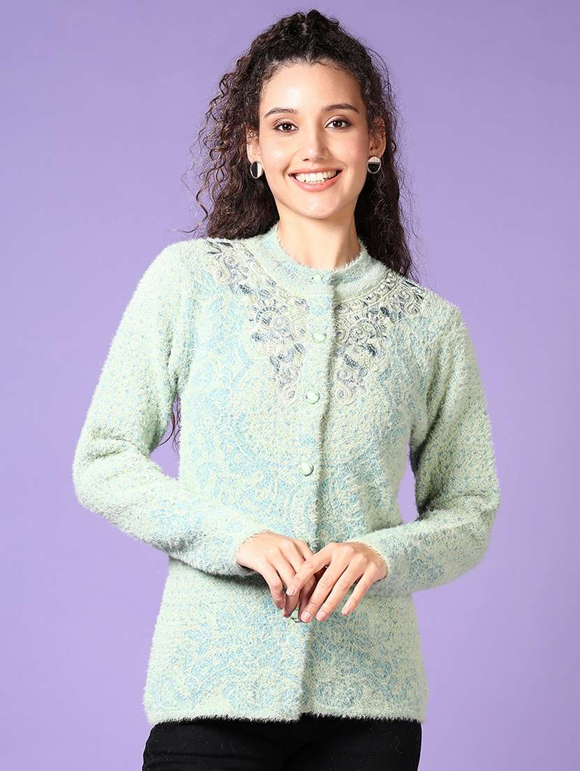 women self designed long sleeve cardigan