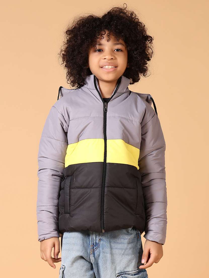 boys color block long sleeve quited jacket  - 21649782 -  Zoom Image - 0