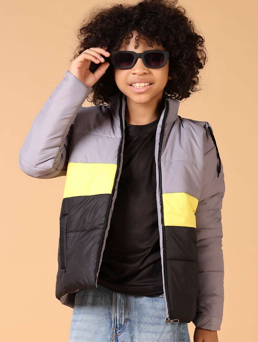 boys color block long sleeve quited jacket  - 21649782 -  Standard Image - 3
