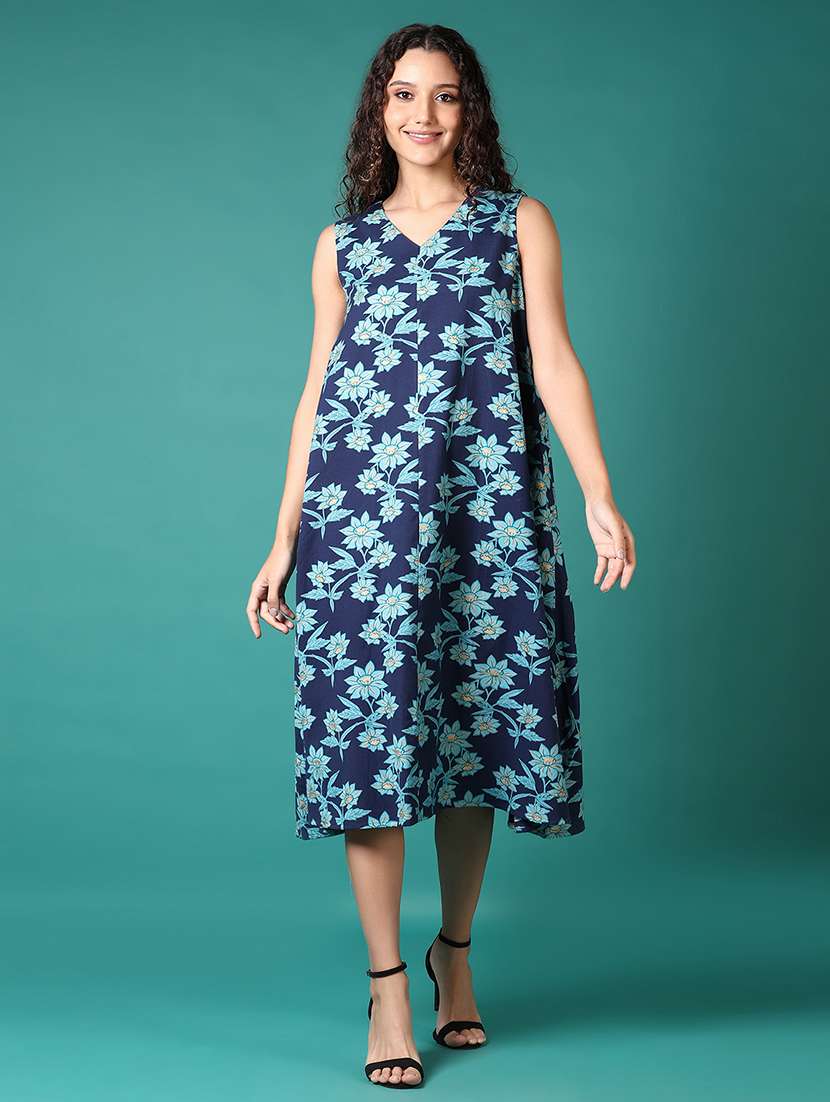 women printed sleeveless a-line dress - 21649788 -  Standard Image - 3