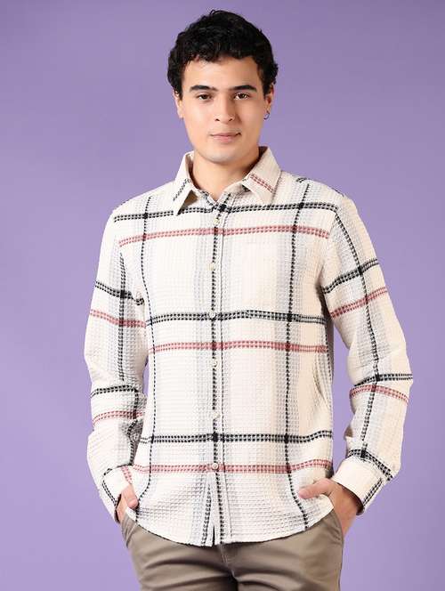men checkered long sleeve casual shirt - 21649803 -  Standard Image - 0