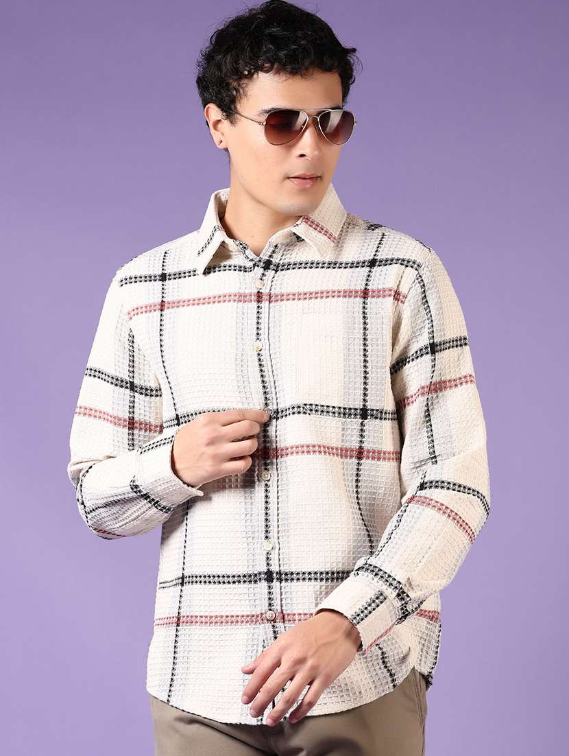 men checkered long sleeve casual shirt - 21649803 -  Standard Image - 3