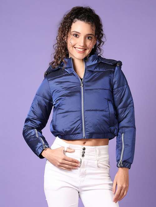 women solid long sleeve puffer jacket - 21649818 -  Standard Image - 0