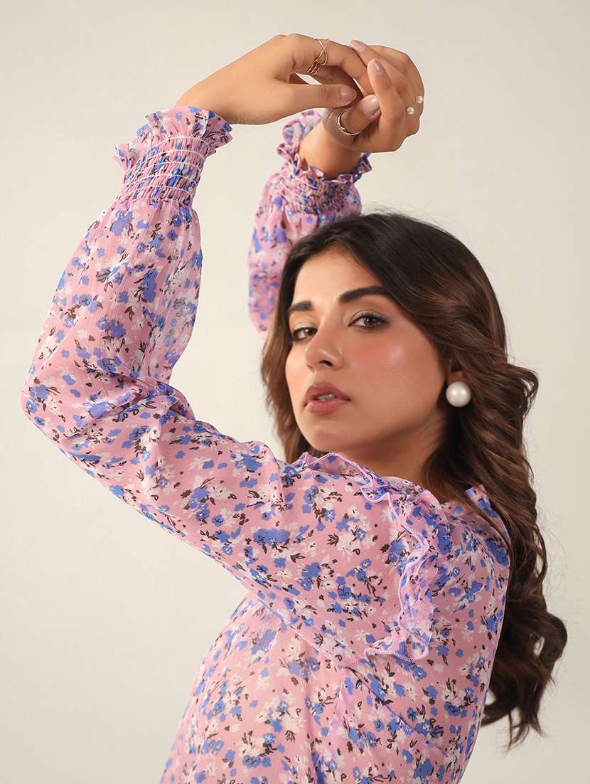 women floral print long sleeves shirt - 21650222 -  Standard Image - 3
