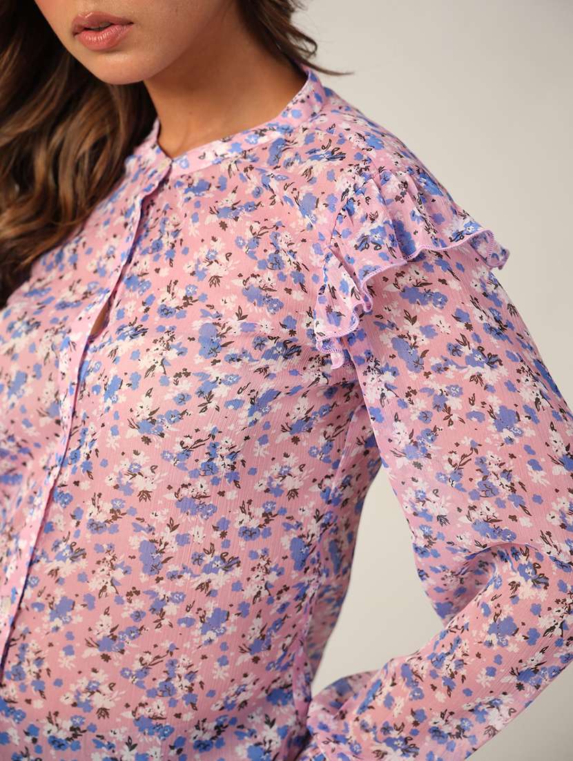 women floral print long sleeves shirt - 21650222 -  Standard Image - 5