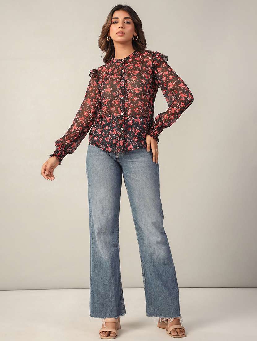 women floral print long sleeves  shirt - 21650223 -  Standard Image - 3