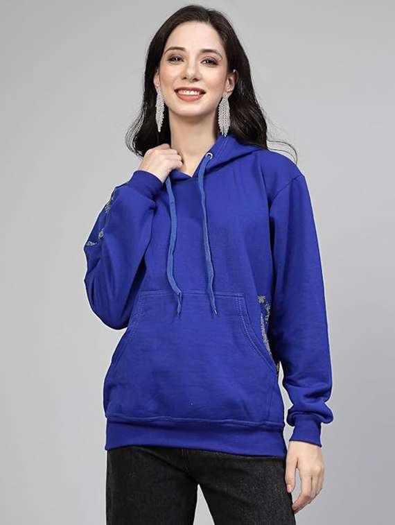 women long sleeve hooded sweatshirt crystal work - 21650248 -  Zoom Image - 0