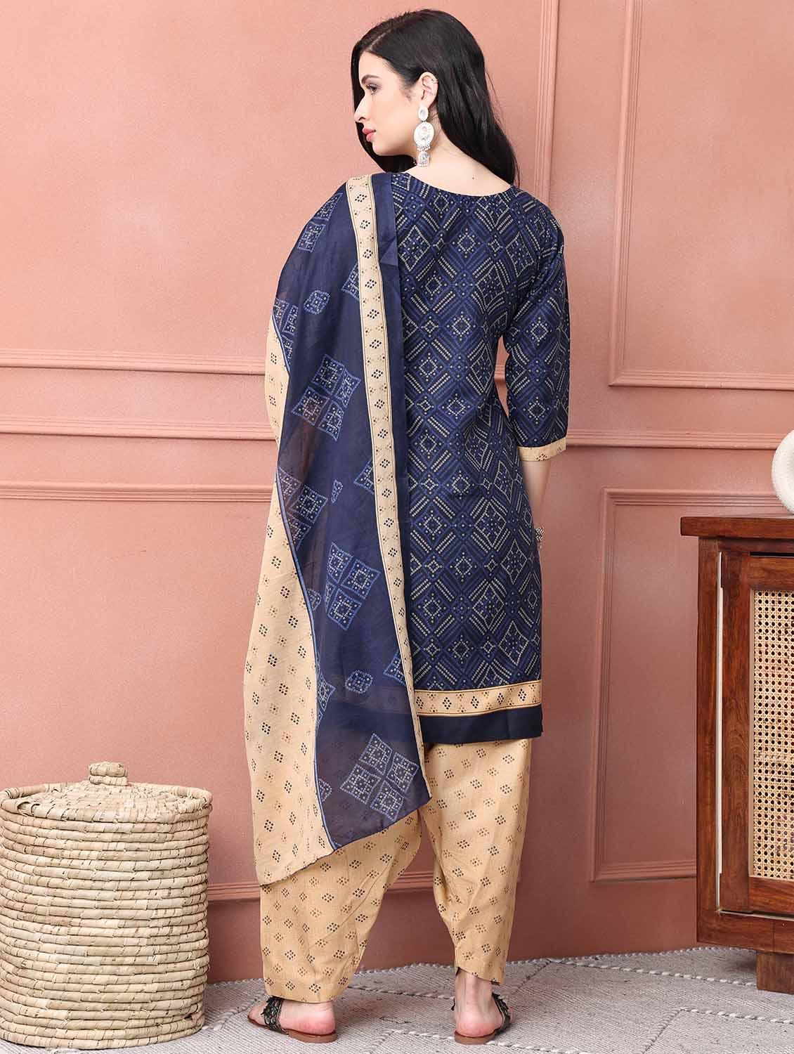 women three quarter sleeve kurta salwar with dupatta set - 21650290 - Standard Image - 3