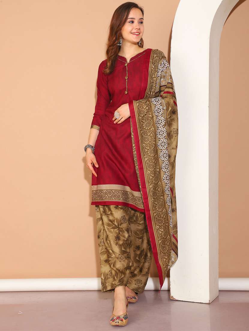 women three quarter sleeve kurta salwar with dupatta set