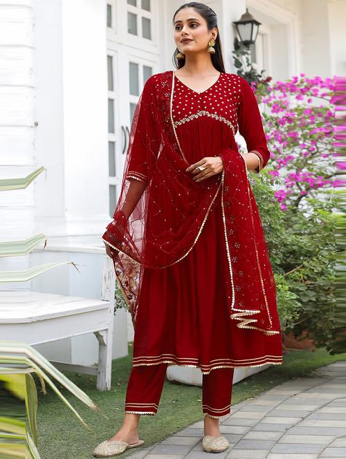 women embroidered kurta pant set with dupatta - 21650353 - Standard Image - 0